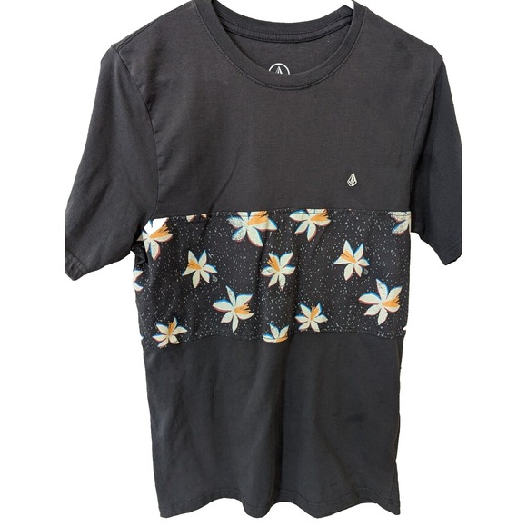 Volcom Mens Graphic Small‎ T-Shirt Short Sleeve Crew Neck Floral Hawaiian Surf - Picture 1 of 5